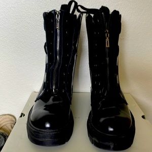 Carvel a patent leather combat boots